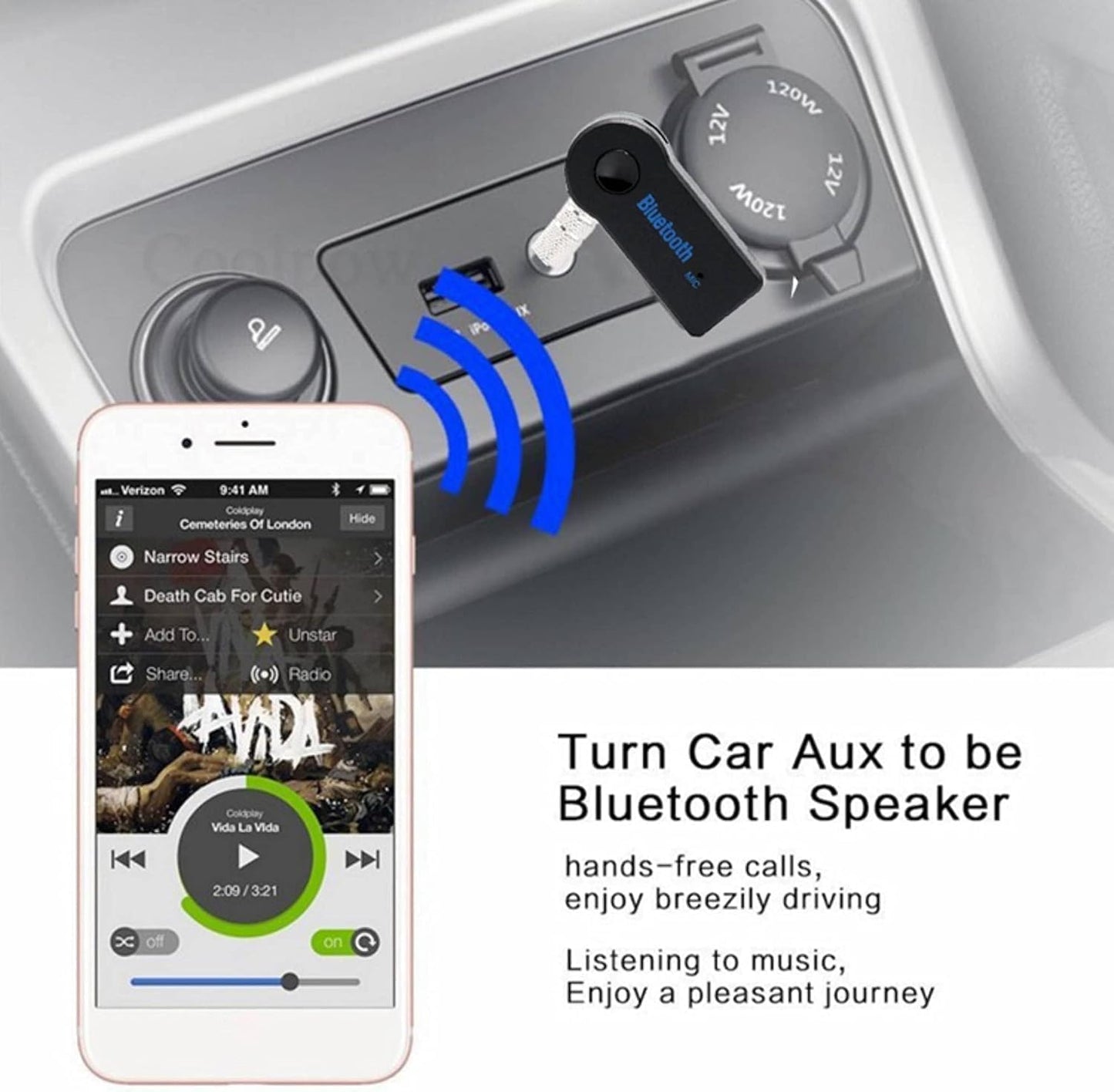 Car Bluetooth 3.5mm AUX Car Adapter, Aux Bluetooth 5.3 Adapter for Car