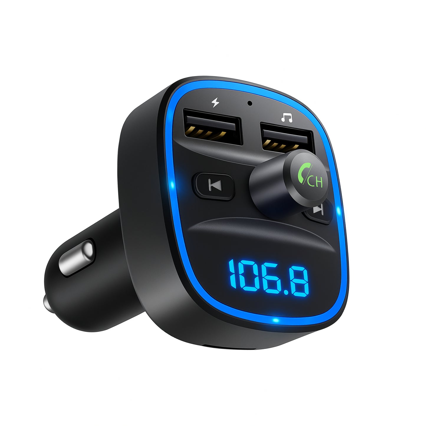 NeoEssenz Bluetooth FM Transmitter Wireless Radio Adapter Car Kit with Dual USB Charging Car Charger MP3 Player Support TF Card & USB Disk